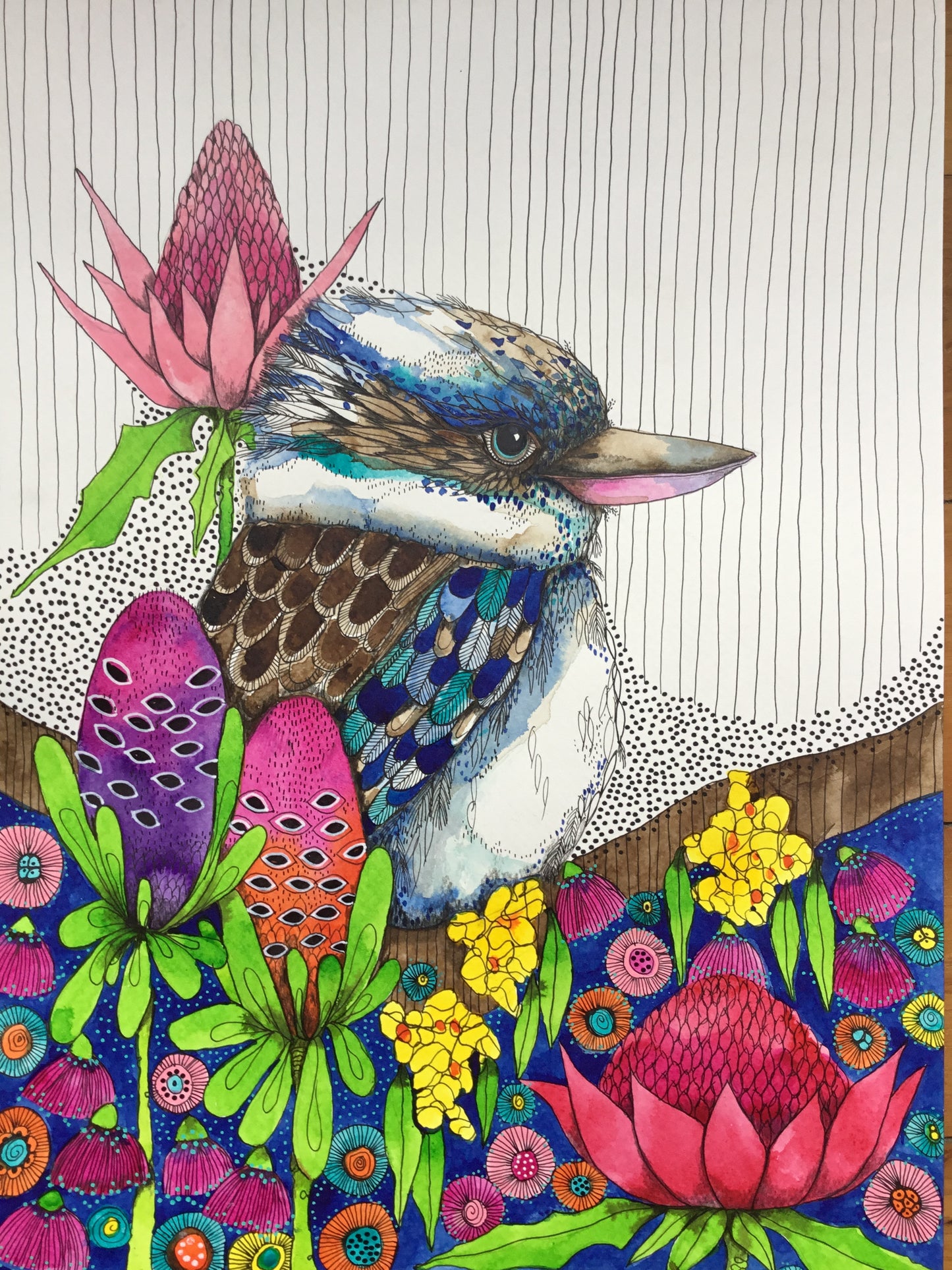 A3 Kooka, banksia, waratahs and Wattle